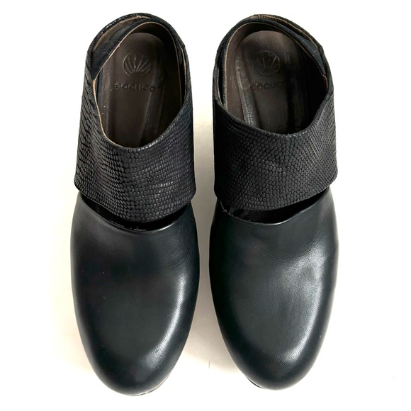 Coclico Harlen Wedge Platform Clogs Leather Wooden Shoes Black Size 6/36 - Picture 5 of 17